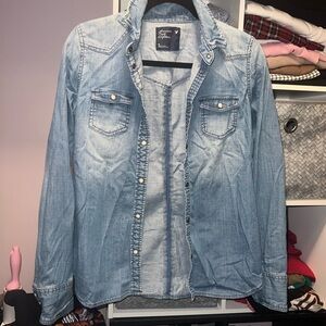 American Eagle Outfitters Blue Denim Top